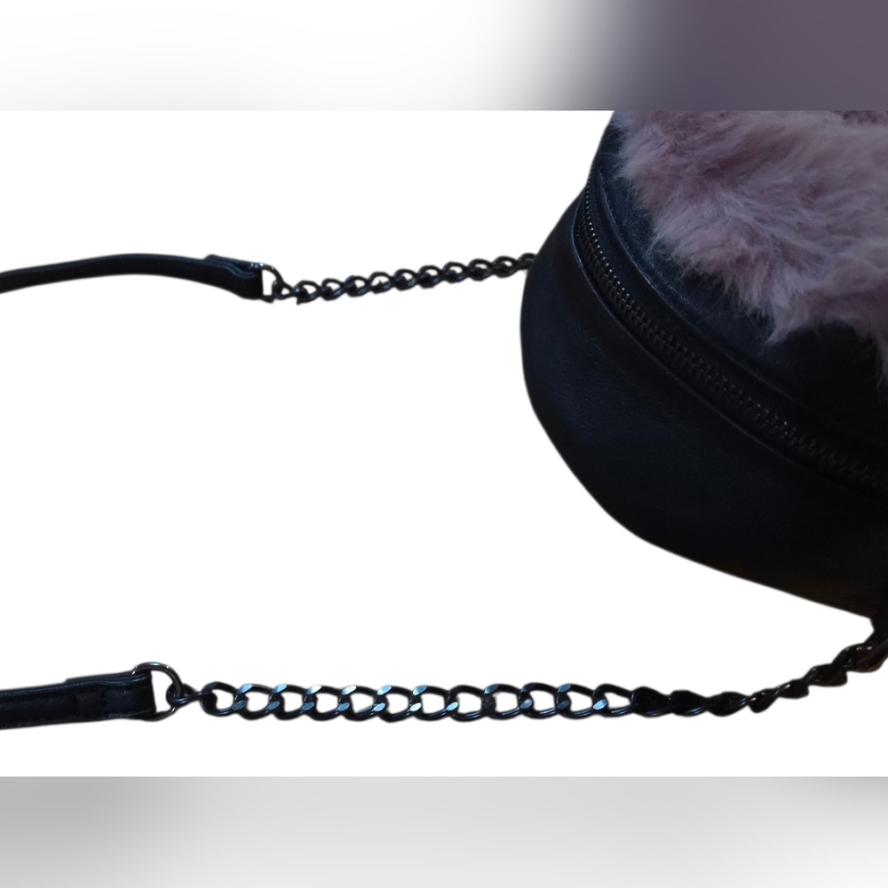 Madden Girl - Faux Fur / Faux Black Leather Crossbody Bag - Picture 6 of 10
